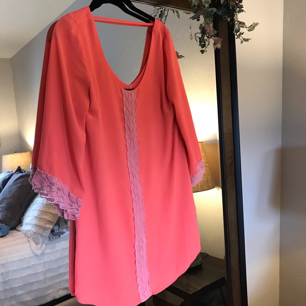 Bell Sleeve Dress with Lace